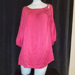 100% SILK Elegant Pink Women's Top Blouse